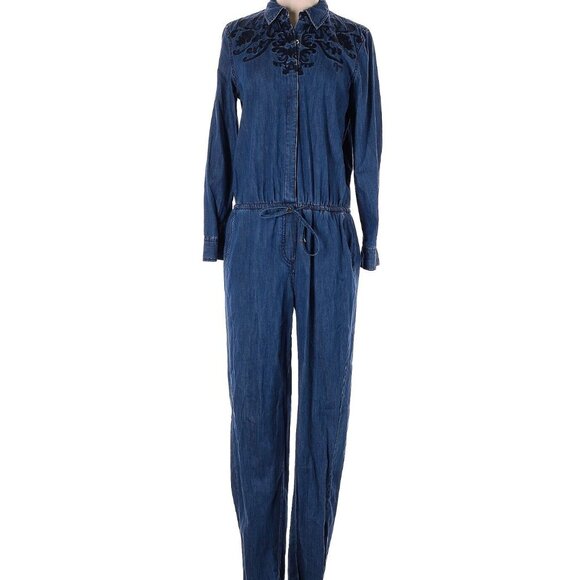 🤩Women Denim Jumpsuit Sz S JUICY COUTURE Embroidered Blue soft and comfy Romper - Picture 3 of 11